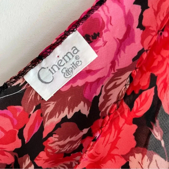 VTG Cinema Etoile Dark Floral Nightgown Semi Sheer Nightie Slip Dress sz Medium - Picture 9 of 12